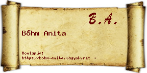 Bőhm Anita névjegykártya