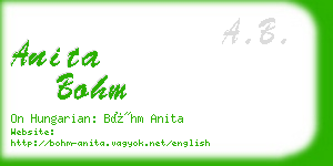 anita bohm business card